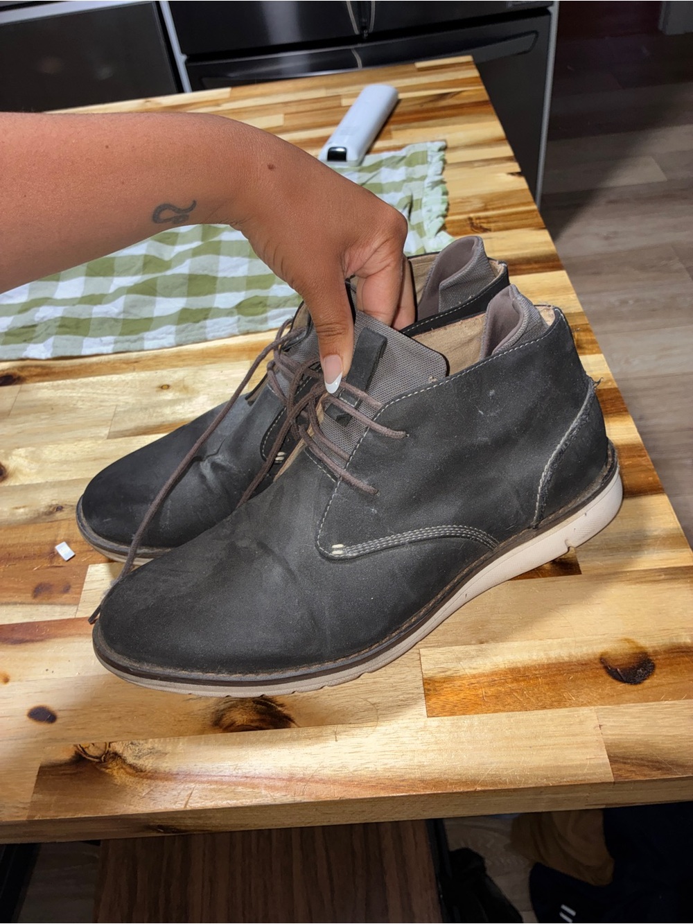 Reaction Kenneth Cole Men’s Chukka Boots in Dark Gray with White Sole